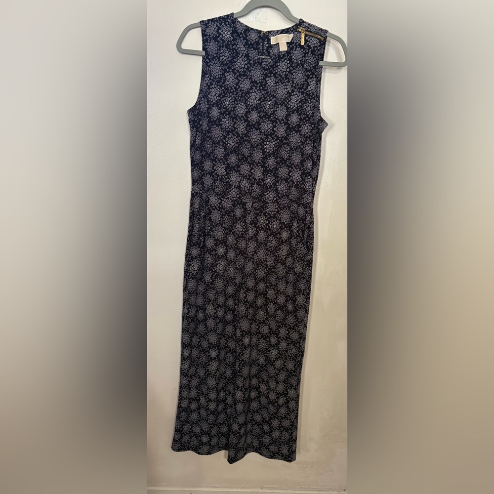Michael Kors Black & White Floral Print Jumpsuit Size Small